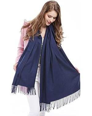 Women Solid Soft Cashmere Feel Shawl Wrap Scarf