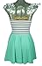 COCOSHIP Ladies Chic Stripe Swimsuit One Piece Mint Skirtini Halter Cover Up Swimdress(FBA)