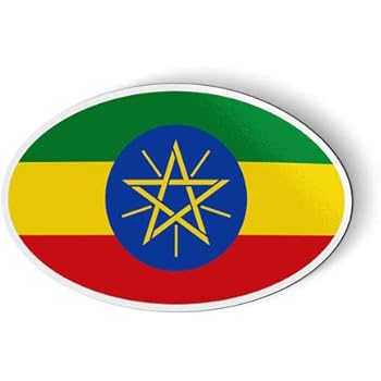Ethiopia Flag Oval - Magnet for Car Fridge Locker - 5.5
