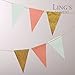 Ling's moment Paper Triangle Bunting Banner Flags, Boho Chic Pennant Banner Garland for Wedding, Baby Nursery, Bridal Shower, Birthday, Event & Party Supplies, 15pcs Flags(Mint+Coral+Gold Glitter)
