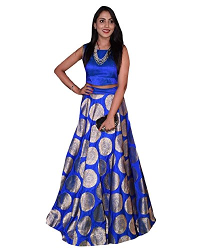 monika silk mill stylish blue color designer crop top lehenga