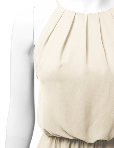 DRESSIS Womens Double Layered Chiffon Mini Tank Dress Taupe M - Thumbnail 3
