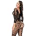 Aeakey Women's Sexy Fishnet Bodystocking Hollow Out Lingerie Stretch Open Front Underwear (black3)