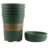 Ogrmar 5PCS 1 Gallon Durable Nursery Pot/Garden Planter Pots/Nursery Plant Container with 5PCS Pallet (1 Gallon)