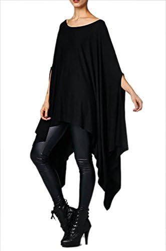Womens Glamour Sexy Blouse Asymmetric Loose Tunic Tops Scoop Neck (S-3XL)