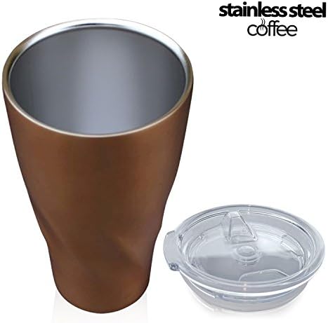 Stainless Steel Coffee Tumbler – Premium Copper Vacuum Insulated - Double-Walled 18/8 Steel Travel Mug - Tritan Swivel Lid - 20 ounce Bronze, Hombre