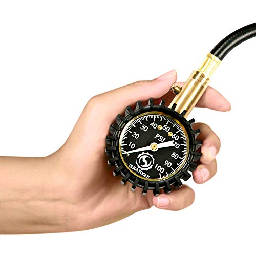 TILKA TOOLS Tire Pressure Gauge Choose Tire Gauge Pressure (0-60)(0-75)(0-100) PSI Gauge with Analog Dial Heavy Duty for Truck Motorcycle Car or Bike Tire Gauge as Garage Gifts for All Men and Women