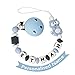 Pacifier Clip Personalized Name, MCGMITT Customized Binky Holder Teething Silicone Beads for Baby Girls Boys (Blue)