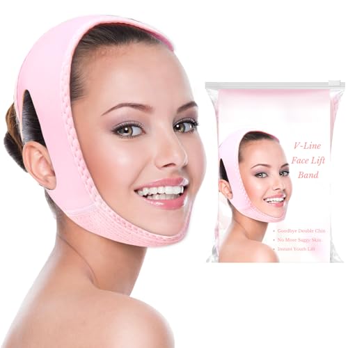 Face Lift Chin Strap – Adjustable Jawline Support Strap for Double Chin, V Line Face Slimming Strap Comfortable Breathable for Women