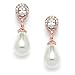 Mariell Rose Gold Pearl Drop Bridal Earrings with CZ Crystals for Brides, Bridesmaids, Birthday Gift