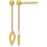14k Yellow Gold Polished Diamond-shaped Dangle Post Earrings