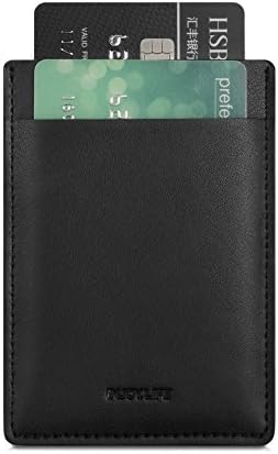 INJOYLIFE Minimalist Slim Wallet Credit Card Sleeve Leather for Men (Black)