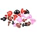 TOVOT 100 PCS 8mm-19.5mm 4 Colors Plastic Safety Nose D-Type Nose for Teddy Bear Doll DIY Making (Black & Brown & Red & Pink)
