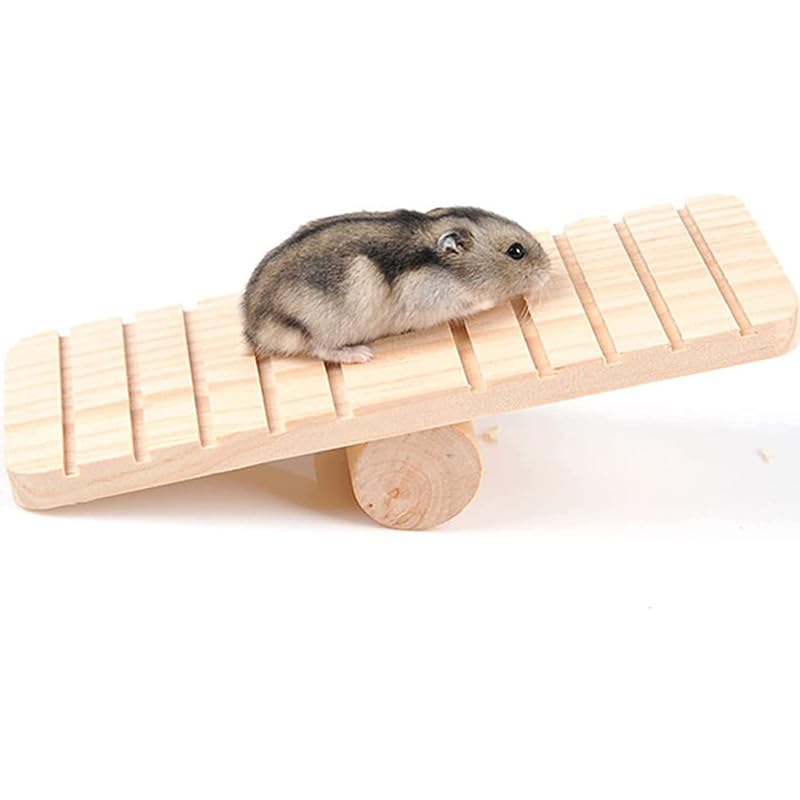 Swing Seesaw Toy for Pet Hamster Wooden Chewing Climbing Pet Cage Accessories for Chinchilla Ferret Rodents Small Animals