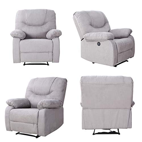 Modern Power Recliner with USB Charging Port - LCH Heavy Duty Microfiber Single Reclining Sofa Chair Living Room Furniture