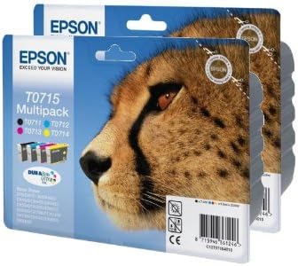 Epson T0715 Original Multipack Twin Ink Cartridges (Pack Contains 2x Black, 2x Cyan, 2x Magenta and 2x Yellow), Genuine