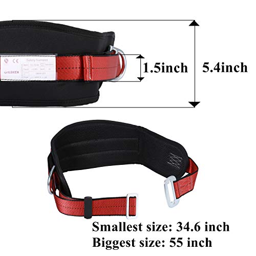 WILDKEN Body Belt with Waist Pad and Side D-Rings, Personal Protective Equipment Safety Climbing Harness (Red) - Thumbnail 4