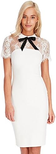Cream Bow Collar Lace Midi Dress UK Size 14