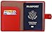 Travelambo RFID Blocking Genuine Leather Passport Holder Wallet Cover Case Wing Pocket (Red)