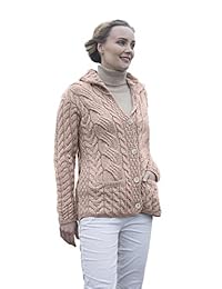 Ladies Irish Buttoned Cable Knit Super Soft Merino Wool Cardigan