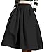 Face N Face Women's High Waisted A line Street Skirt Skater Pleated Full Midi Skirt Medium Black