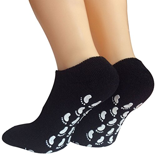 Lantee Non Slip Socks - Casual Floor Hospital Socks with Grips Cotton for Women, Pack of 4