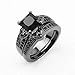 Haluoo 2-in-1 Wedding Band, Women’s 2 PCS Princess Cut CZ Bridal Engagement Wedding Ring Set Halo Eternity Love Anniversary Promise Ring Cubic Zirconia 925 Sterling Silver Ring Sets (9, Black)thumb 2