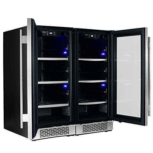 Avallon ABR151SGDUAL Stainless Steel 30 Inch Wide 172 Can Energy Efficient Beverage Center with LED Lighting, Double Pane Glass, Touch Control Panel and Lockable Doors