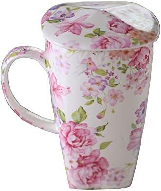 FlorisHome ® Fine Bone China Coffee Mug Tea Cup 23 oz, Early Summer White
