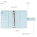A6 PU Leather Notebook Binder,Refillable 6 Round Ring Binder Cover for A6 Filler Paper,Macaron Notebook Personal Planner Binder with Magnetic Buckle,Mint Blue