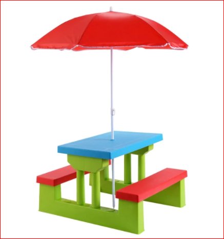 children's picnic table with umbrella