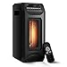 COSTWAY Space Heater, Electric Fan Heater, Portable Infrared Quartz Heater Fan Indoor Use with Remote, Digital Thermostat, 12H Timer 1500/1000 Watt Quiet and Fast Heating (Square)