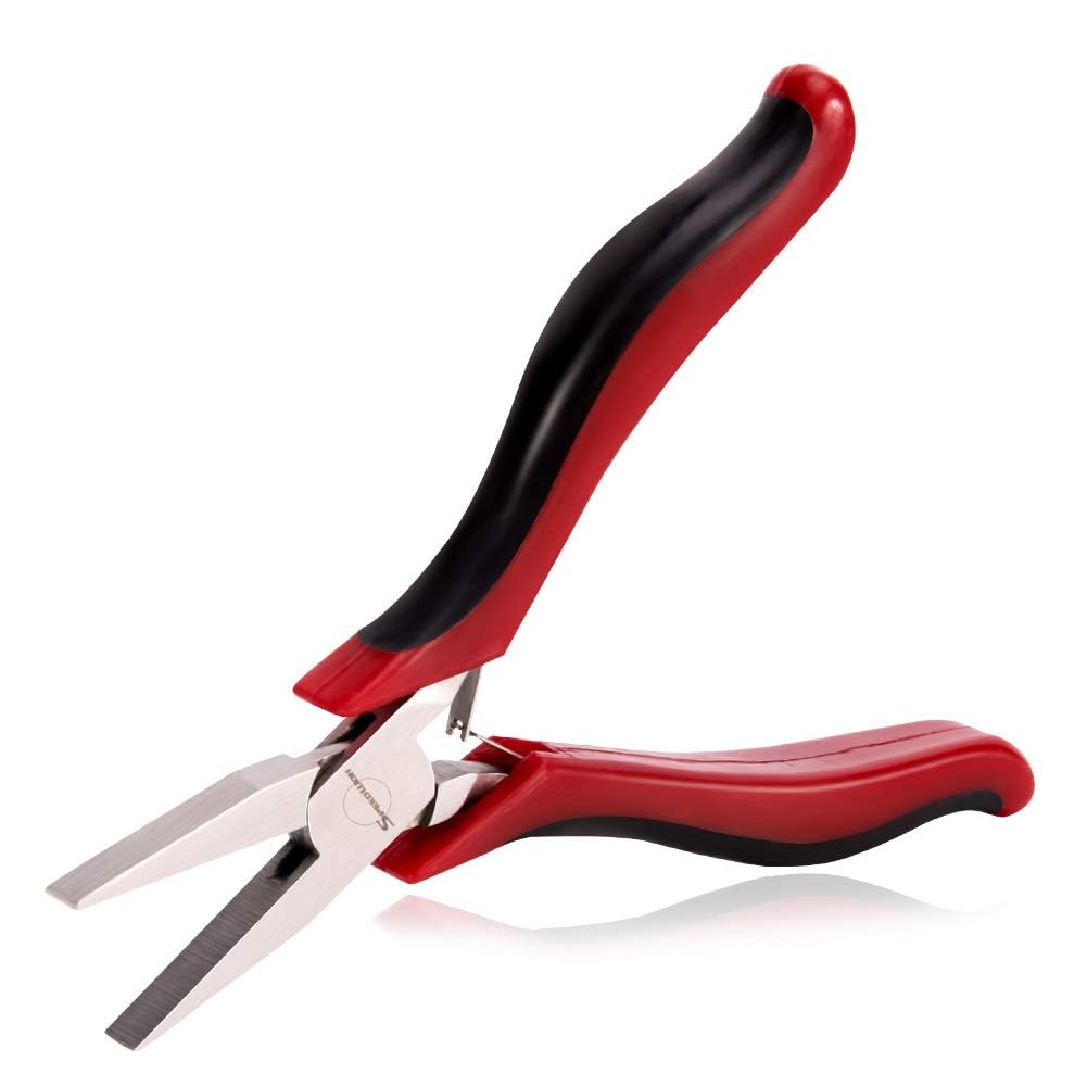 SPEEDWOX Mini Flat Nose Pliers Smooth Fine Jaws Micro Needle Nose Pliers Functional Precision Tool with Spring Craft Beading Jewelry Making Chrome Vanadium Steel 4.5 Inch