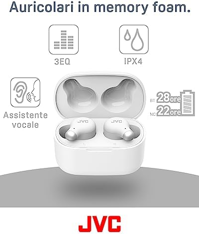 , Cuffie Bluetooth True Wireless HA-Z250T, Bluetooth 5.3, Cancellazione Attiva del Rumore, Design Ergonomico, Cuffie Wireless con Batteria Fino a 26 ore, Ricarica Rapida, 3 Sound Mode, White