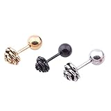 Surker 3 pcs Titanium Steel Hypoallergenic Personality Ear Studs Earring Piercing Jewelry