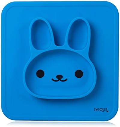 Blue Silicone Baby Placemat with Suction 1 Divided Kids Plates Dinner Mat for Toddlers, Babies, Kids and Infants BPA Free with Strong Sticky Table Suction Dishwasher and Microwave Safe (Blue)