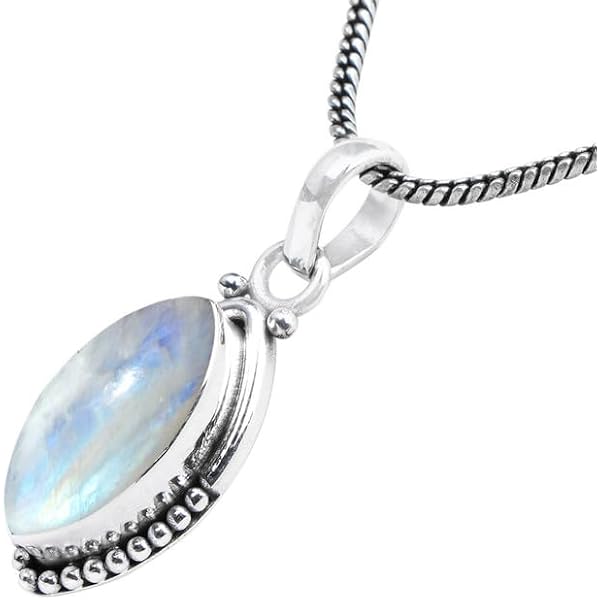 Pendentif Pierre De Lune Grise Naturelle Ronde Serti Argent 925 - 0.75 Inch, Neuf Sans Emballage