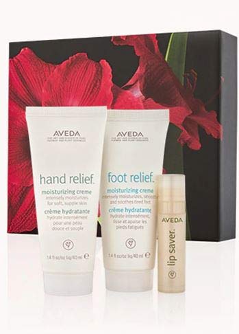 AVEDA Moisturizing Travel Trio BOX – Hand Relief – Lip Saver and Foot Relief – Christmas Set