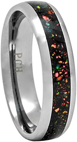 Created-Opal Tungsten Wedding Ring or Gift 6mm Band 8-13