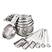 12 Piece Stainless Steel Measuring Cups and Spoons Combo Set - Stackable Heavy Duty Quality - Perfect for Dry and Liquid Ingredients by Foodie Aid