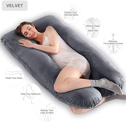 Wannafree Full Body Pregnancy Pillow 55 inch Maternity Pillow for Pregnant Women - Comfort U Shaped Body Zootzi Pillow, Velvet