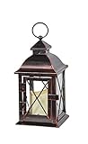 Smart Design STI84035LC Aversa Metal Lantern with LED Candle with Set Timer at Desired Time to Operate Automatically, Includes Realistic Candle Powered by One Amber LED