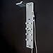AKDY 52 In. 8-Jet Multi-function Tempered Glass Shower Panel System With Adjustable Rainfall Shower Head tub spout 4-Spary handheld showerhead & Temperature Display (Gray Stripe Pattern)