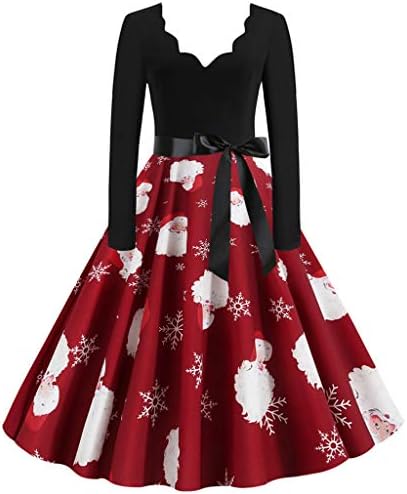 Womens 1950s Retro Vintage A-Line Long 