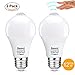 Motion Sensor Light Bulbs, Dusk to Dawn Motion LED Light, E26 Base 1000lm Cold White, A19 Daylight Bulbs, Auto On/Off Indoor LED Bulb, 2-Pack by Banord