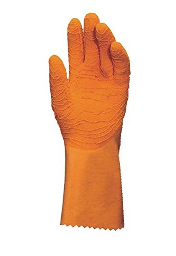MAPA Professional HARPON 321 - Fish Handling Gloves in Latex, Liquid Proof Work Gloves, Orange, Size 8 Protective Gloves (1 Pair)