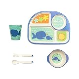 Tiny Footprint 5-Piece Bamboo Dinner Set (Whale Print)