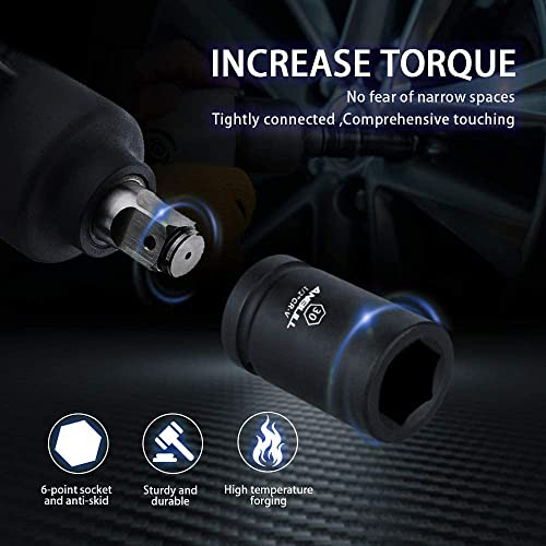 Anbull 1" Drive Jumbo Impact Socket Set, 9 Pieces Universal Hex Deep