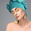 Cyleibe-2pcs-Satin-Bonnet-Cap-Hair-Bonnet-for-Women-Sleeping-Satin-Night-Sleep-Caps-Women-Girls-Knitted-Elastic-Wide-Band-Shower-Cap-for-Home-Use-Hair-Salon-Hair-Loss-Royal-Blue-Teal Cyleibe 2pcs Satin Bonnet Cap, Hair Bonnet for Women Sleeping, Satin Night Sleep Caps, Women Girls Knitted Elastic Wide…
