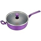 T-fal C51133 Excite Nonstick Thermo-Spot Dishwasher Safe Oven Safe PFOA Free Jumbo Cooker Cookware, 4.5-Quart, Purple